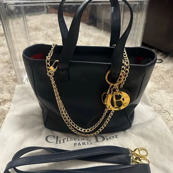 Christian Dior Lady Dior 2 Way Tote Bag Navy - Picture 4 of 14